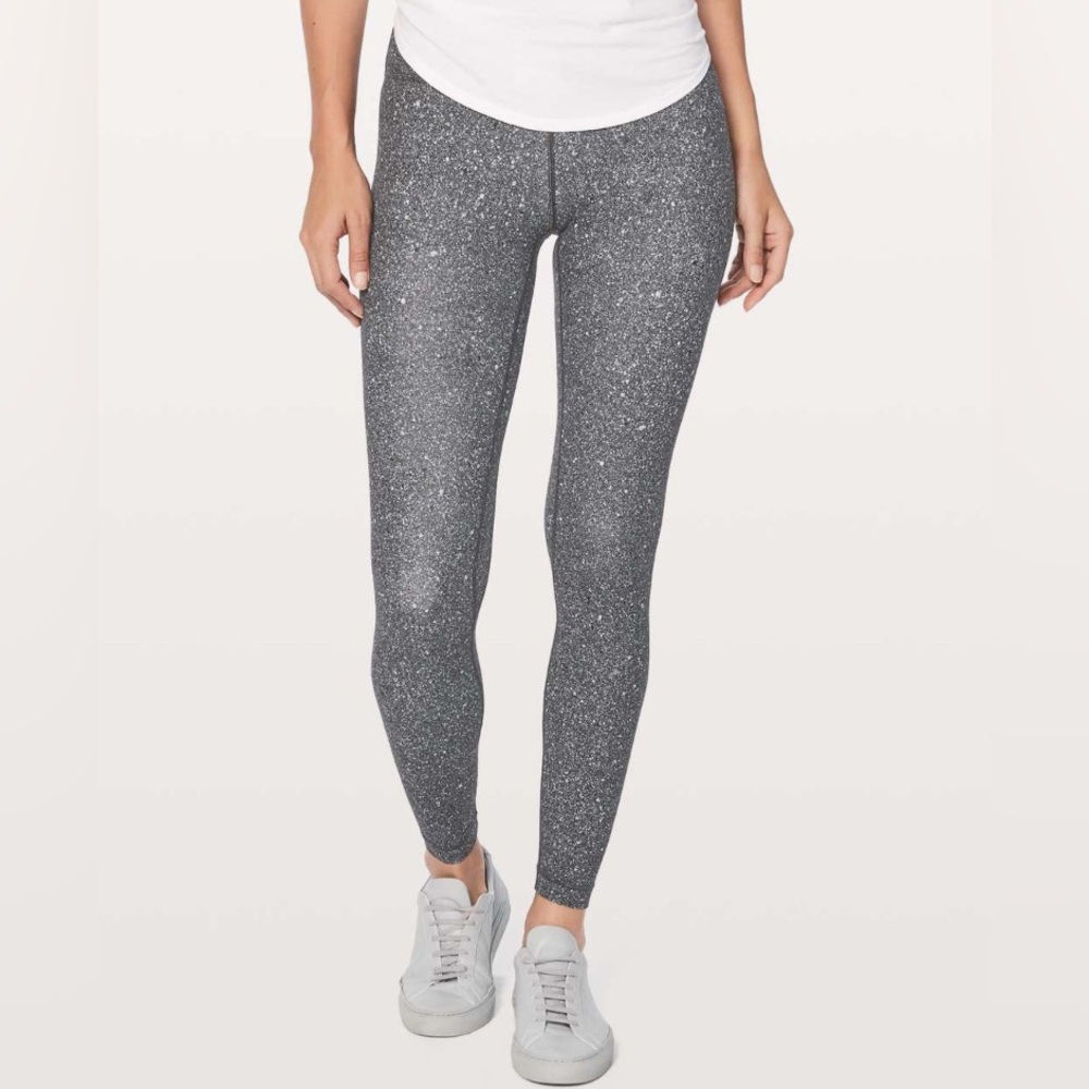 Lululemon Align Pant *Full Length 28" in Luminesce Splatter Ice Grey Black Sz 4